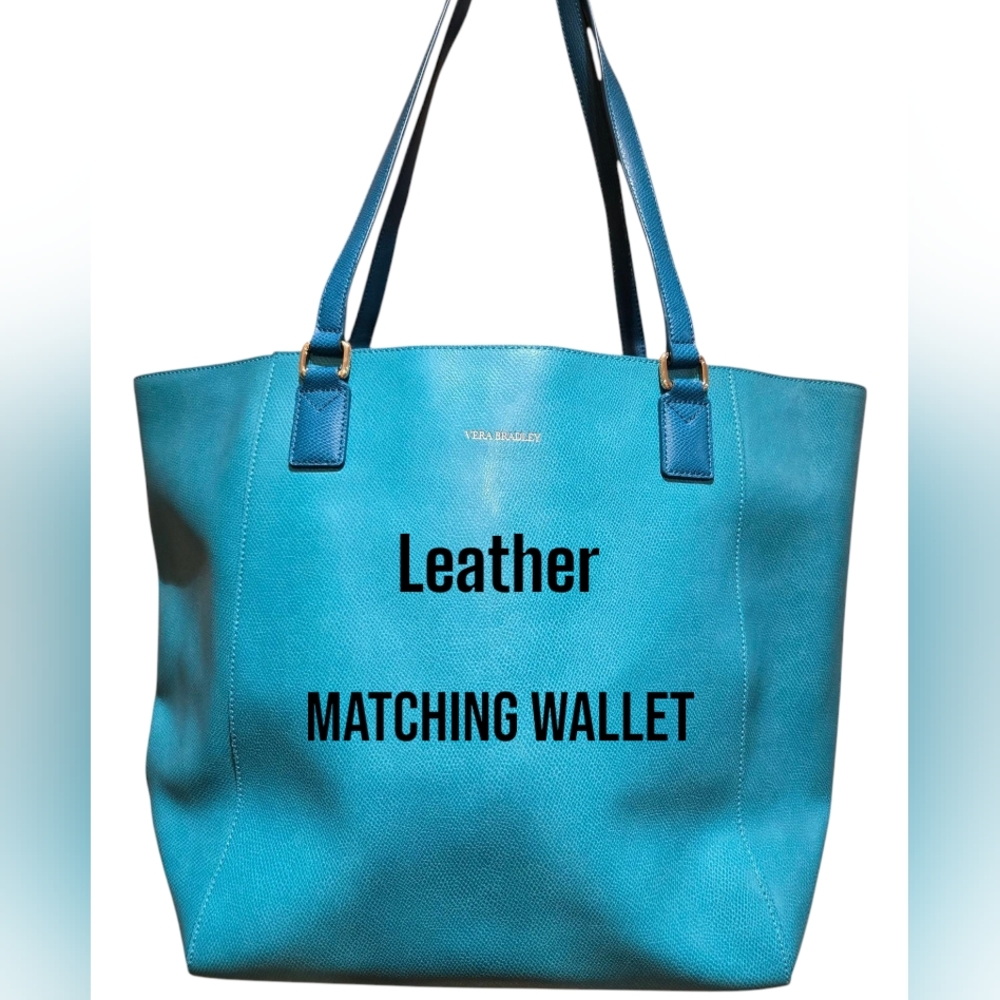 VeraBradley Large Matching Leather Tote & Wallet Limited Edition